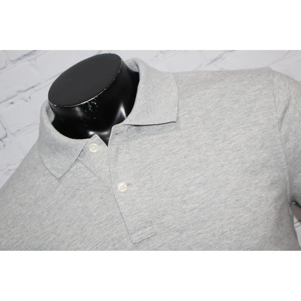 J.Crew Flex Pique Golf Polo Mens Large Gray Short Sleeve Untucked Stretch Shirt